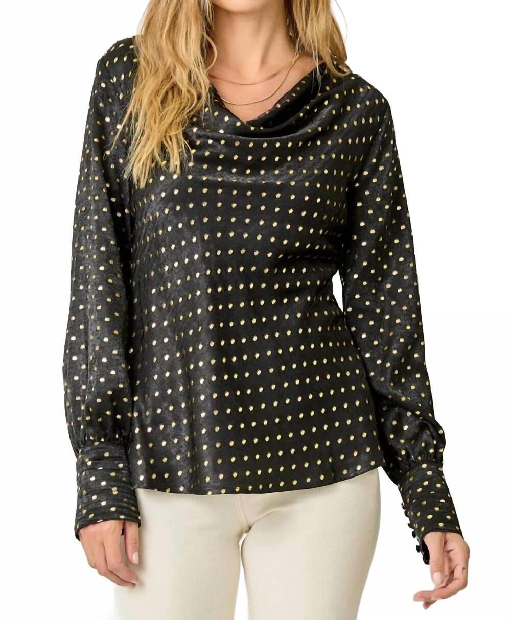 NEW MYSTREE cowl neck blouse in black
